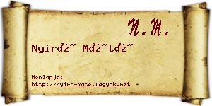 Nyirő Máté névjegykártya